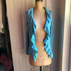 Talbots Blue Ruffle Sweater